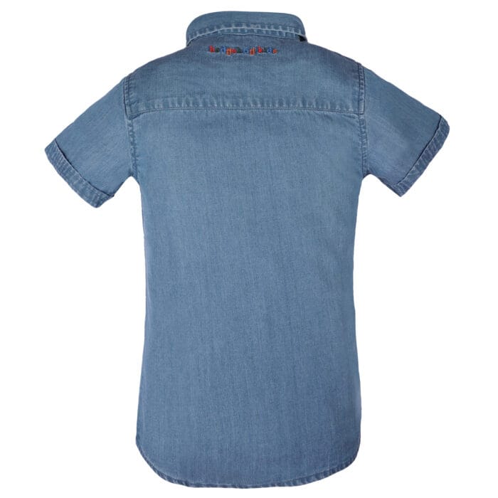 Tencel Boys Denim Embroidered Half Sleeve Shirt Hedgehogkids - Image 4